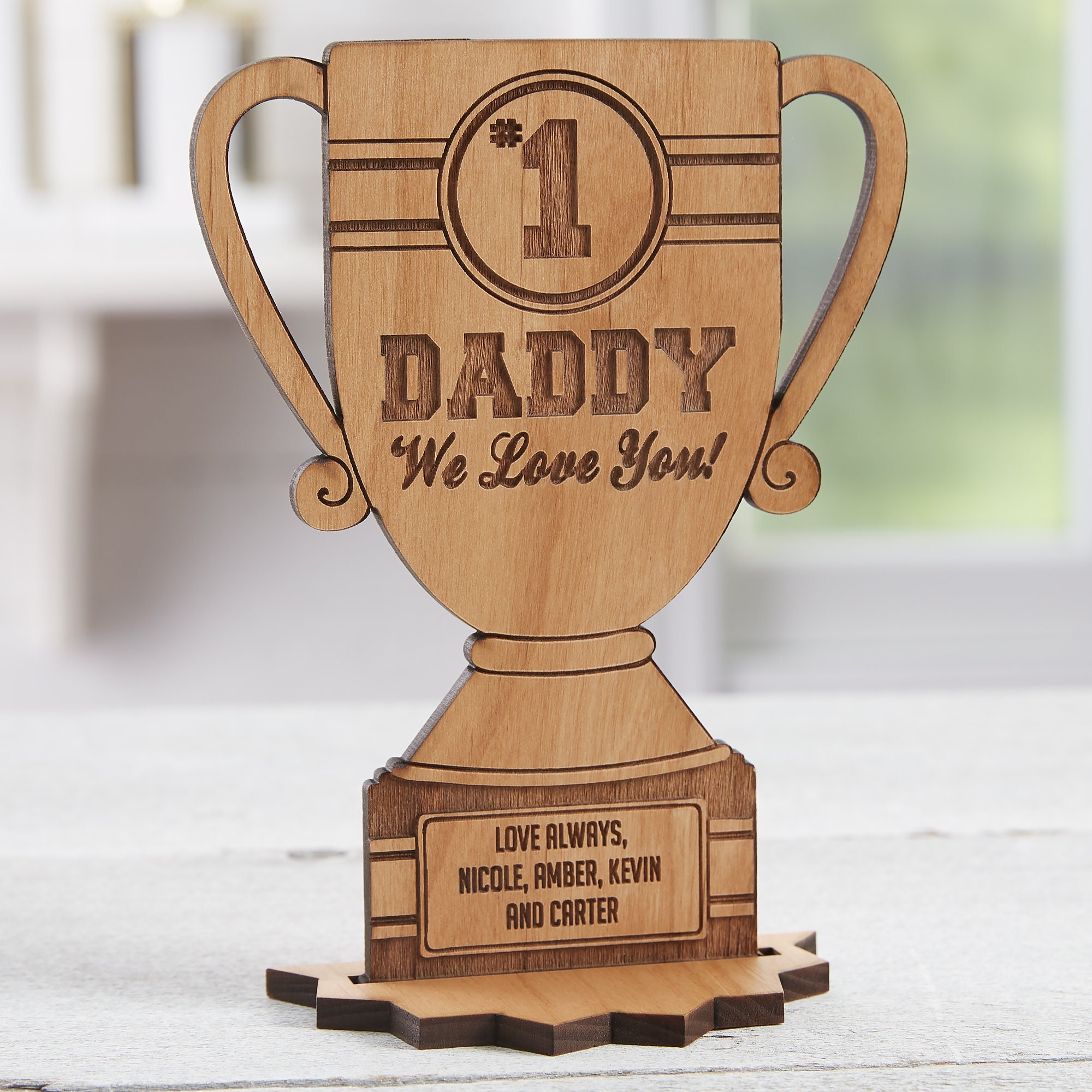 Number One Dad Personalized Trophy Wood Keepsake Dad Gift Etsy