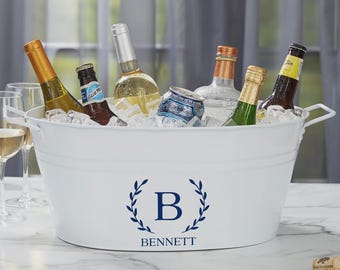 Personalized Beverage Tub – Custom Initial Drink Tub – Galvanized Metal Party Tub – Wedding, Party, and Housewarming Gift