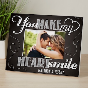 You Make My Heart Smile Personalized Picture Frame, Valentine's Day Gifts, Gifts for Her, Romantic Gifts