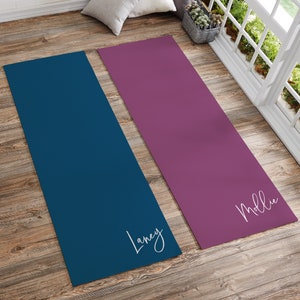 Trendy Script Personalized Yoga Mat, Gifts for Her, Yoga Accessories, Yoga, Yoga Lovers, Yoga Gift, Meditation Gift, Stress Relief image 2