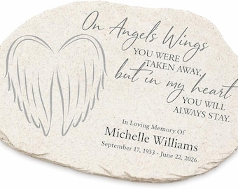 Personalized Memorial Garden Stone – On Angels Wings Outdoor Decor