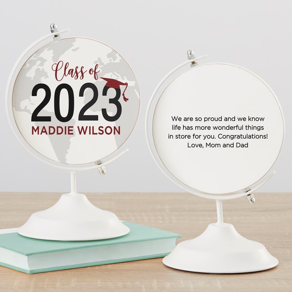 Classic Graduation Personalized Wooden Decorative Globe, Desk Accessories, Dorm Gifts, Office Gift, Graduation Gifts, Graduation