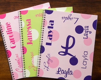 Personalized Spiral Notebooks for Girls – Custom School Journal Set – Back to School Gift – Personalized Office Supplies – Set of 2