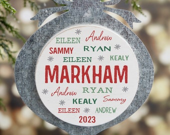 Christmas Family Name Personalized Galvanized Ornament, Christmas Gifts, Personalized Christmas Ornaments, Family Ornament, Christmas Decor