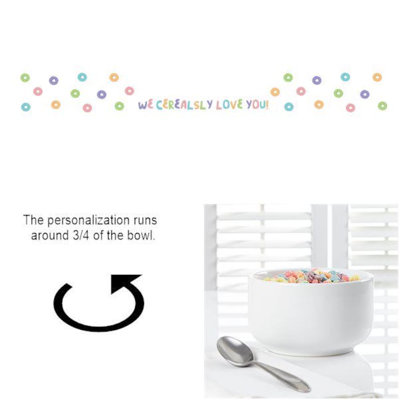 I Cerealsly Love You Personalized Kids Cereal Bowl, Valentine's Day Gifts for Kids, Children's Valentine's Day image 3