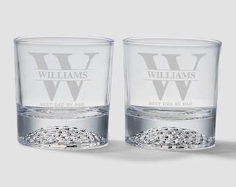 Personalized Golfer's Lavish Last Name Whiskey Glass Set – Custom Old Fashioned Golf Glasses – Golf Lover Bourbon Gift for Dad