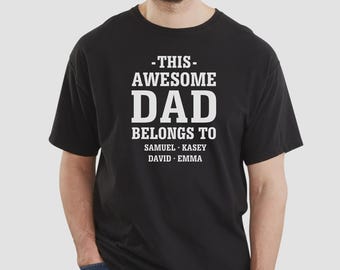 Personalized Awesome Dad Men’s Shirt – Custom Dad Grandpa Name T-Shirt – Father’s Day Gift from Kids