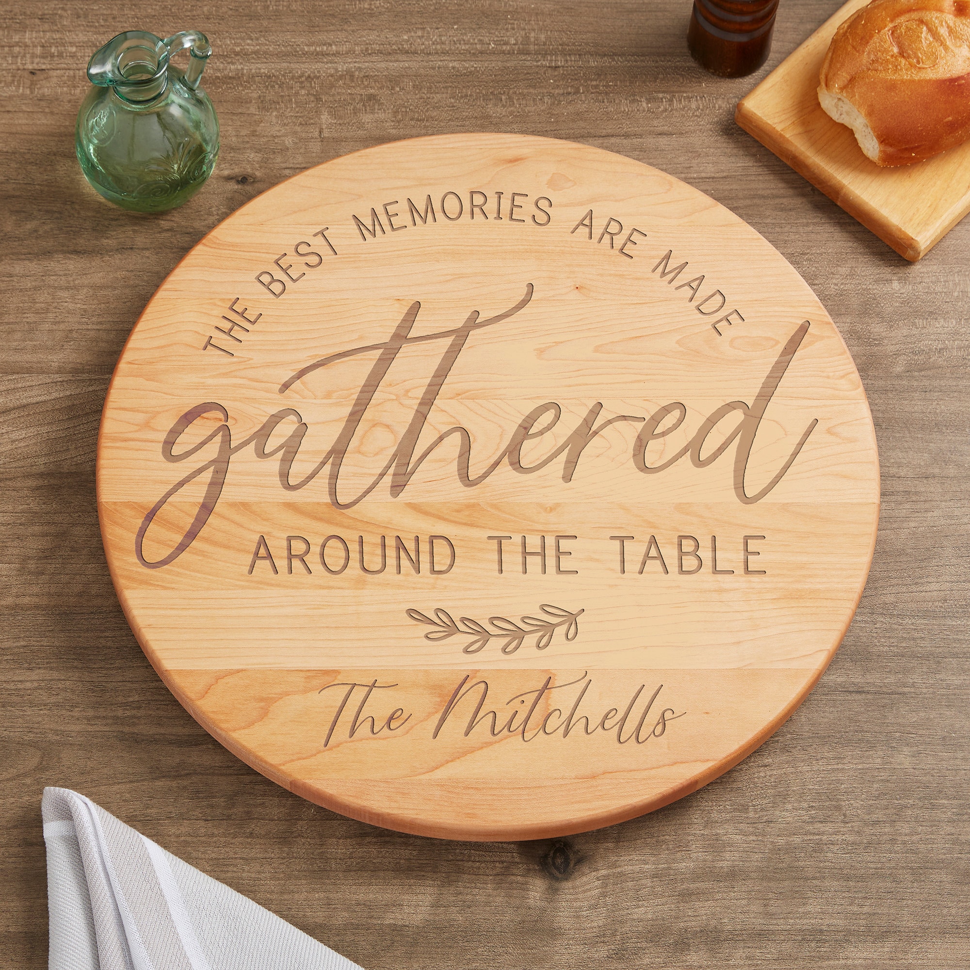 Gathered Around the Table 15-Inch Personalized Lazy Susan, Housewarming  Gifts, Personalized Kitchen, Gifts for Her