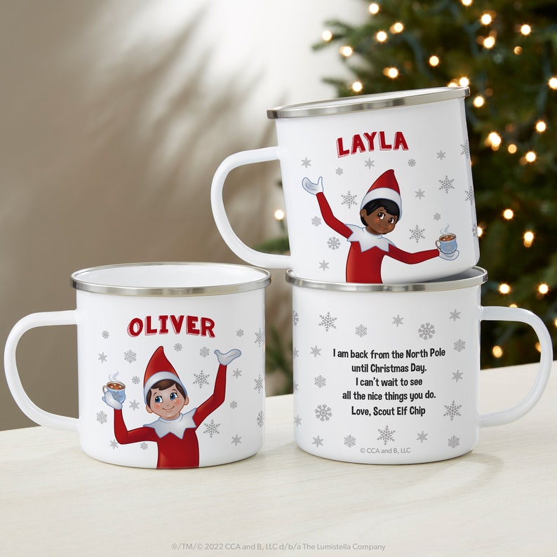 The Elf on the Shelf® Personalized Christmas Camp Mug, Hot Cocoa Mug, Custom Christmas Mug, Christmas Stocking Stuffer, Gifts for Kids image 1