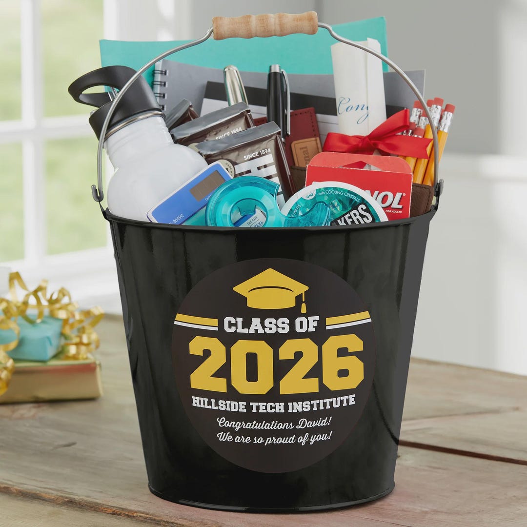 Class of 2026 Personalized Graduation Large Metal Bucket, Grad Gift ...