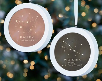 Zodiac Constellations Personalized LED Light Ornament, Personalized Christmas Ornament, Light Up Ornament, Custom Astrology Ornament