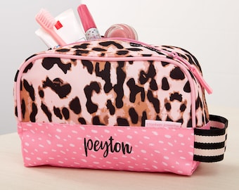 Leopard Print Embroidered Toiletry Bag by Stephen Joseph, Gifts for Her, Travel Accessories, Pencil Case, Makeup Bag