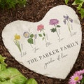 Personalized Birth Month Flower Large Heart Garden Stone – Custom Birth Month Garden Décor – Birth Flower Mother's Day Garden Stones for Her