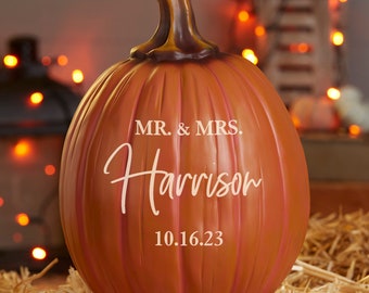 Classic Elegance Wedding Large Personalized Pumpkins, Halloween Decor, Custom Decor for Halloween