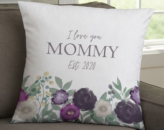 Floral Love For Mom Personalized Throw Pillow, Personalized Mother's Day Gifts, Gifts for Mom, Gifts for Her, Personalized Home Decor