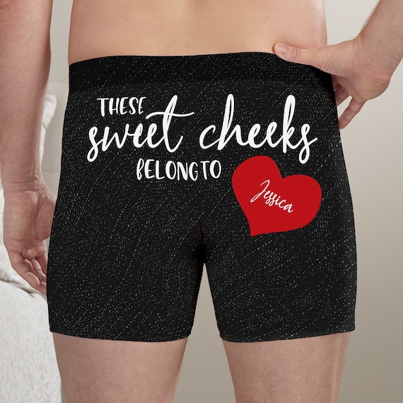 These Sweet Cheeks Personalized Boxer Shorts, Custom Boxers, Gifts for Him,  Romantic Gifts, Personalized Gifts for Him, Sexy Underwear 