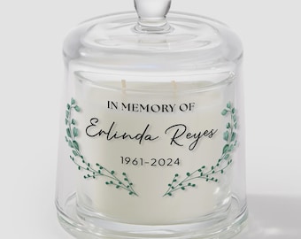Personalized Memorial Cloche Candle – Custom Memorial Sympathy Candle – In Loving Memory Of Prayer Candle –