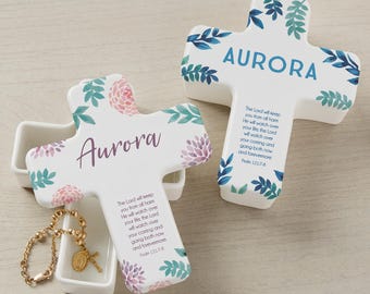 Protect Me Personalized Cross Box, Communion Gifts, First Communion Gifts, Custom Jewelry Box, Religious Gifts, Gift for Kids, Keepsake Box