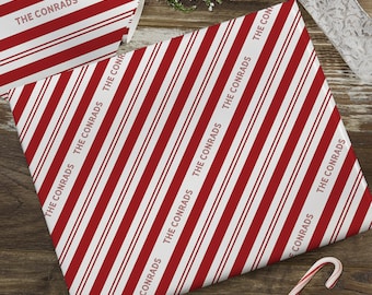Candy Cane Lane Personalized Wrapping Paper, Custom Wrapping Paper, Christmas Wrapping Paper, Christmas Gift Wrap, Present Wrap