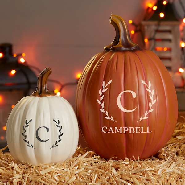 Laurel Initial Personalized Monogram Pumpkins, Halloween Decor, Custom Decor for Halloween, Personalized Fall Decor, Pumpkin Decor