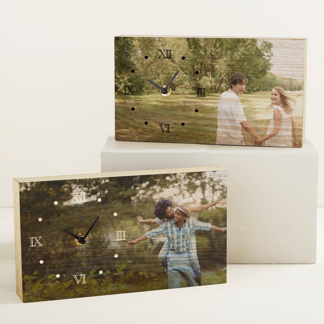 Romantic Photo Personalized Wooden Clock, Photo Gifts, for Her, for Him ...