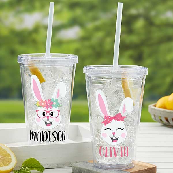 Build Your Own GIRLS Bunny Personalized 17 oz. Acrylic Insulated Tumbler, Easter Gifts, Gifts for Kids, Easter Basket Stuffers, Kid Gifts