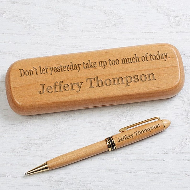 Wooden Personalized Pen Set, Gifts for Boss, Personalized Office image 1