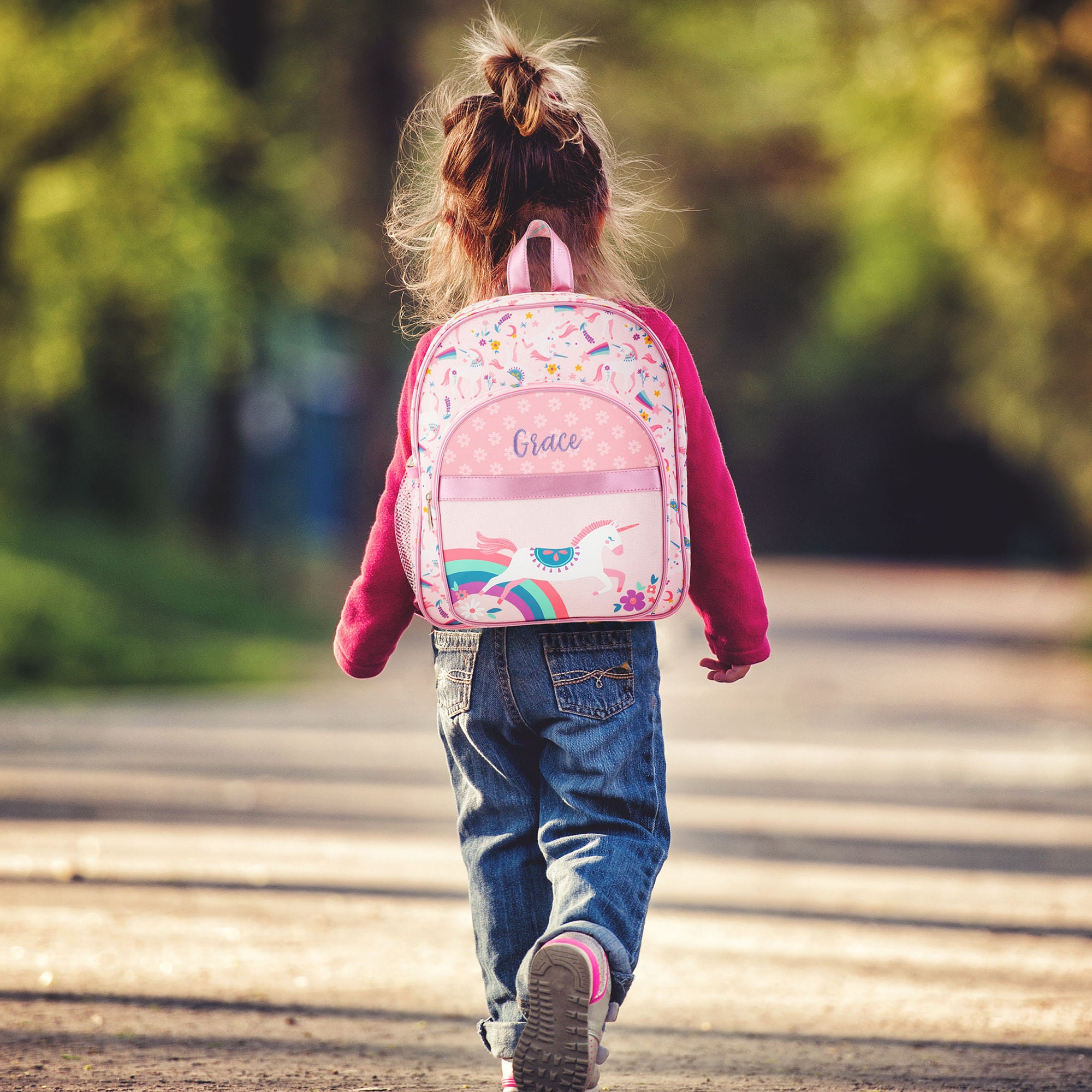 Handmade Unicorn Backpack Kids Toddler Rainbow Wings Embroidered One of a Kind Amazon.com | Unicorn Butterfly Wings Backpacks for Girls  main image 3