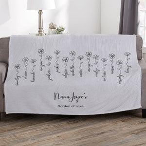 Garden Of Love Personalized Blanket, Gifts for Her, Mother&#39;s Day Gift, Gifts for Mom, Personalized Blanket, Gifts for Grandma