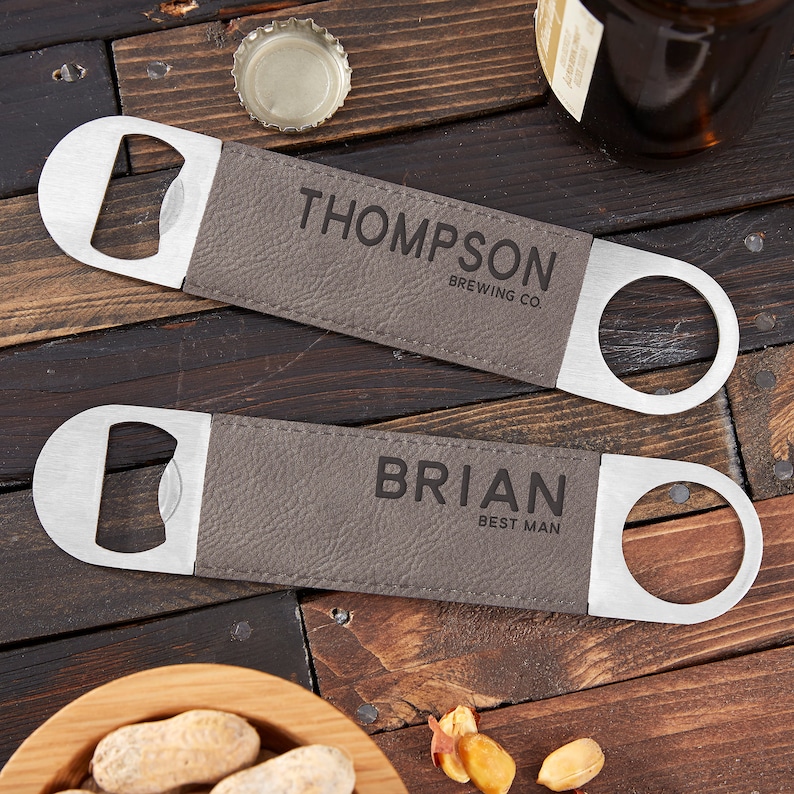 Leather Personalized Bottle Opener Bar Gifts Custom Barware Etsy