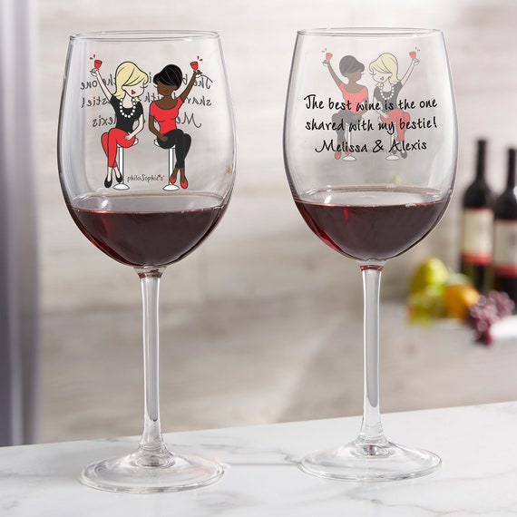 Personalized Custom Wine Glasses - Set of 4 Wine Lover Gift - Home Wet Bar