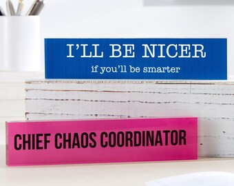 Personalized Acrylic Name Plate, Custom Teacher Appreciation Gift, Office Desk Accessories, Teacher Expressions Gift, Teacher Workplace Gift