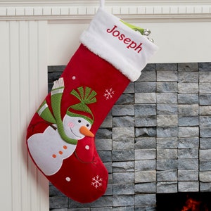 Personalized Santa Claus Lane Stocking, Family Christmas Stocking, Personalized Stocking, Custom Christmas Stocking, Family Stocking Snowman