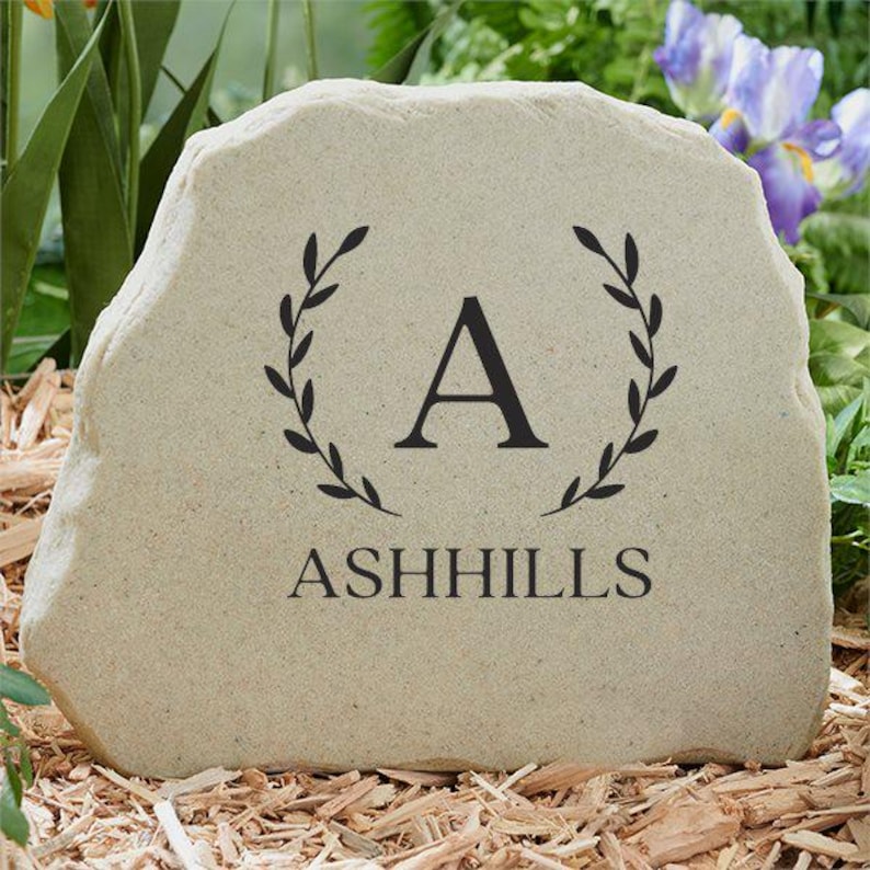 Laurel Initial Personalized Standing Garden Stone, Outdoor Decor, Personalized Home Decor