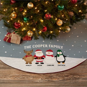Santa and Friends Personalized Christmas Tree Skirt, Christmas Home Decor, Custom Tree Skirt, Christmas Decor