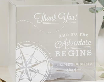 Graduation Compass Personalized Acrylic Card Box, Grad Party Gift, Gift for Grad, Graduation Keepsake, Graduation Gifts, Graduation Card Box