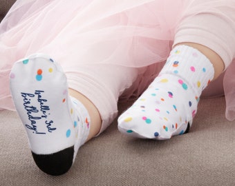 Happy Happy Birthday Personalized Toddler Socks, Personalized Socks, Name Socks, Socks for Kids, Birthday Gifts for Kids