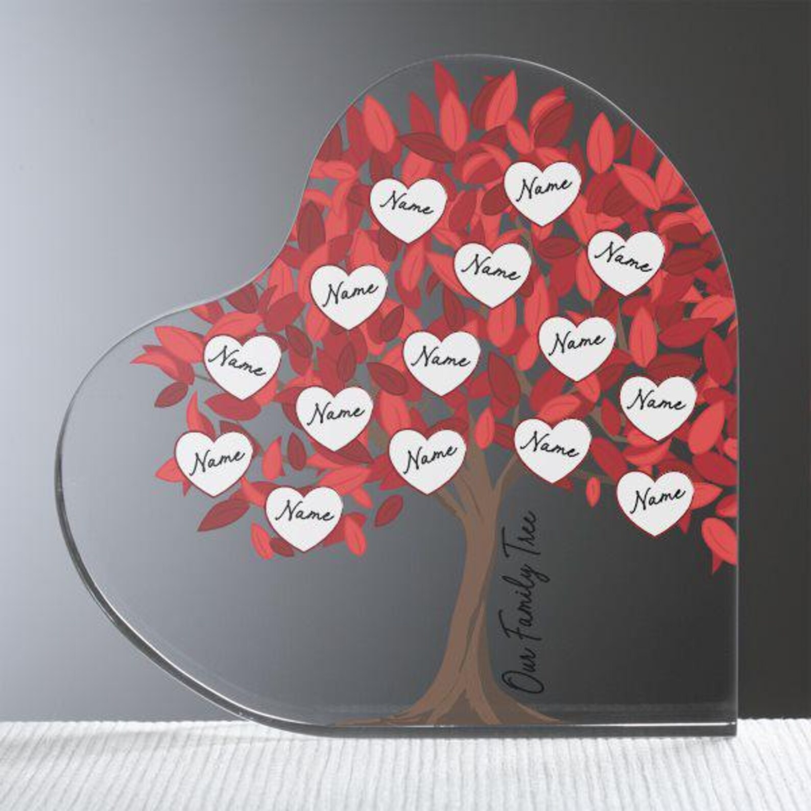 Personalized Heart Family Tree Acrylic Keepsake – Custom Colorful Gift ...