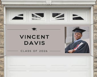 Personalized Graduation Banner – Custom Class Year Party Banner – Modern Graduation Decor for High School or College Grad Party