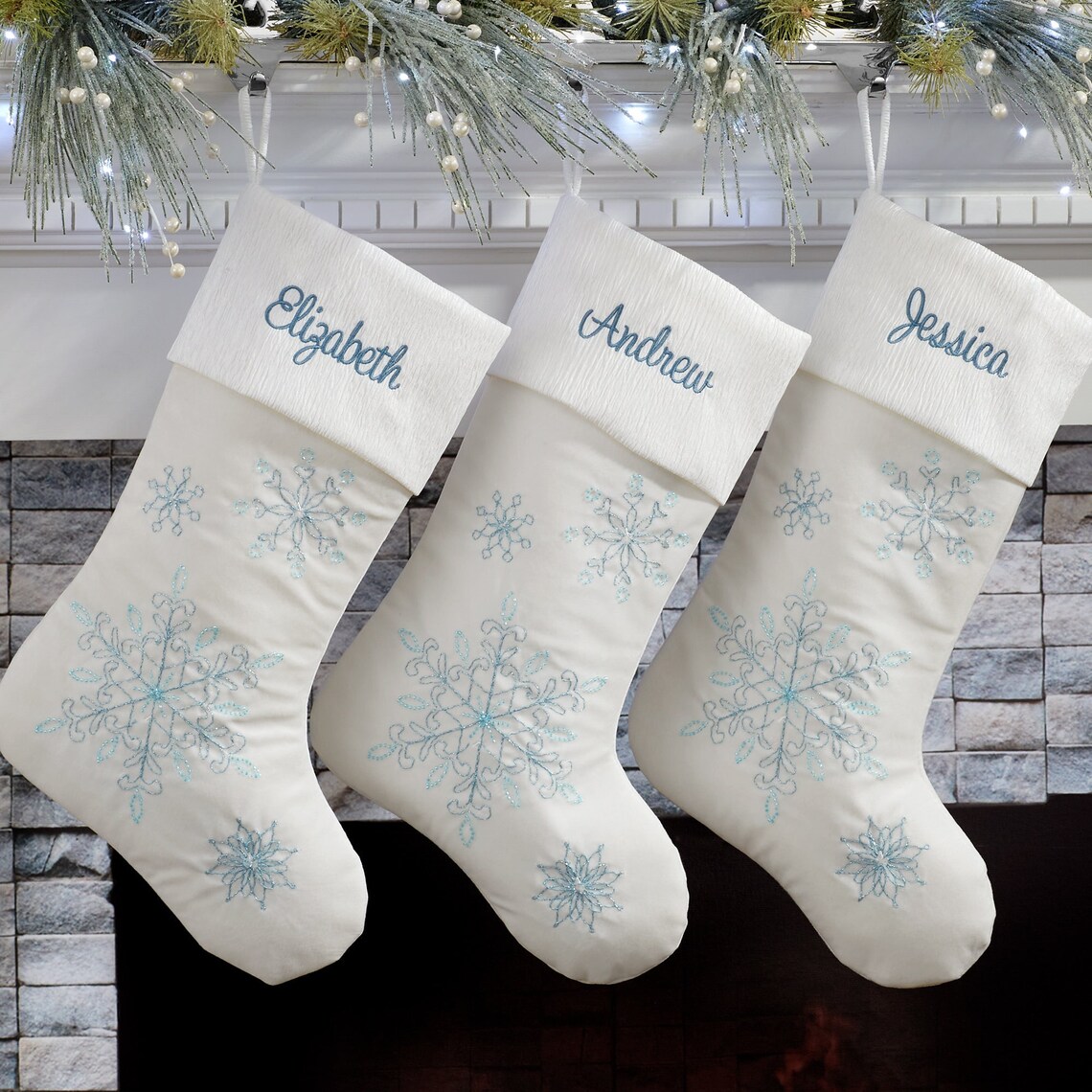 Crystal Blue Snowflake Personalized Christmas Stockings - Etsy