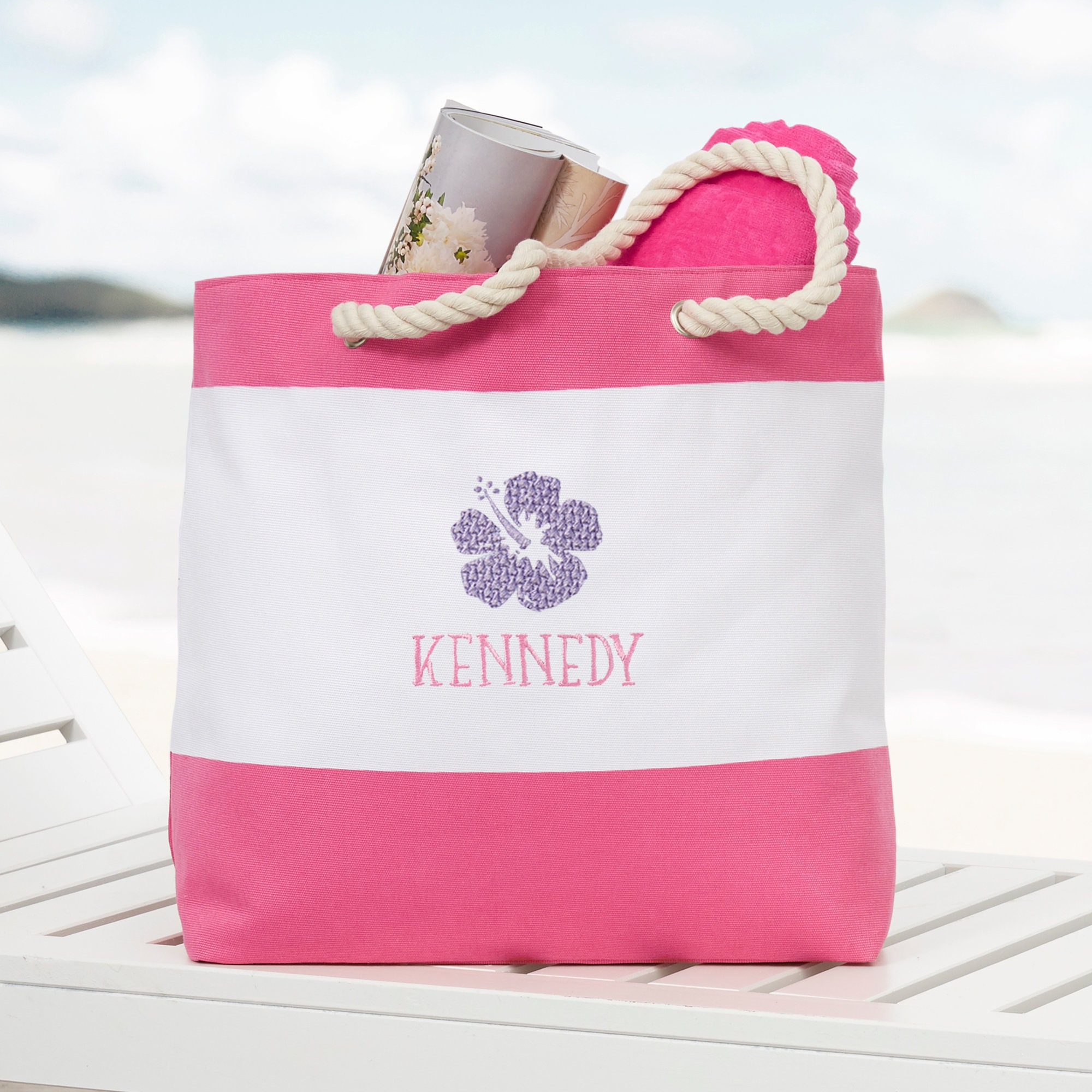 Beach Fun Personalized PINK Beach Tote for Kid s Swim Character Tote Bag Pool Leisure Travel Family Summer Swim Gear Picnic Etsy Canada