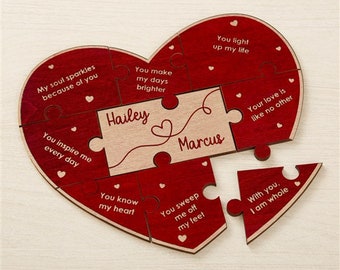 Reasons I Love You Personalized Wood Puzzle, Girlfriend Gift, Boyfriend Gift, Valentine's Couples Gift, Anniversary Gift, Couples Gift