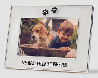 Personalized Pet Picture Frame – Custom Paw Print Photo Frame – Dog Cat Memorial Keepsake Gift for Pet Lovers