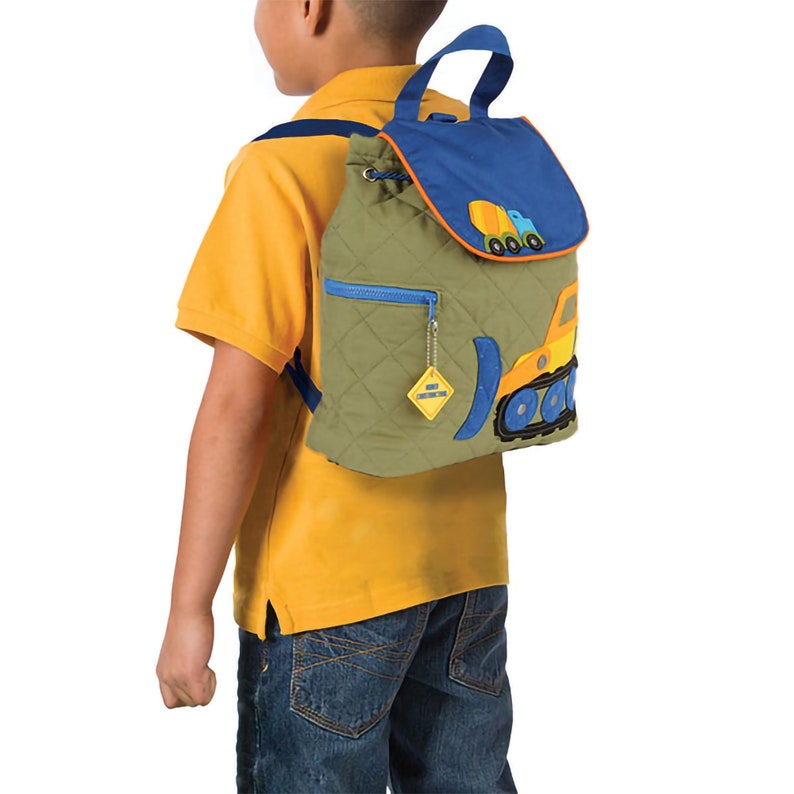 Construction Embroidered Kids Backpack, Personalized Back to School Gifts, Embroidery Gifts, Embroidered Kids Backpack, Toddler Backpack image 2