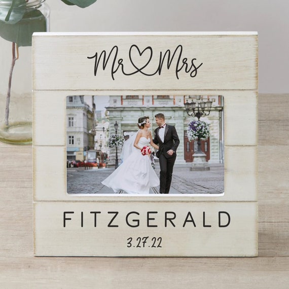 Our Wedding Day Personalised Engraved Wooden Photo Frames Mr & Mrs Wedding Gift 
