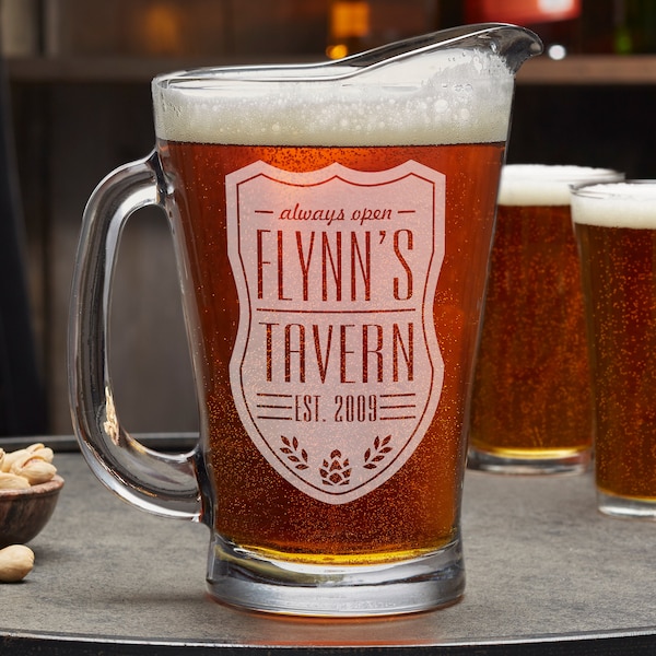 Personalized Beer Pitcher, Gifts for Men, Father's Day Gifts, Bar Gifts, Personalized Gifts for Dad