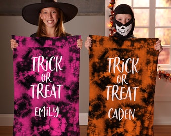 Halloween Tie Dye Personalized Pillowcase Treat Bag, Halloween Treat Bag, Kids Halloween, Personalized Halloween Bags, Custom Halloween