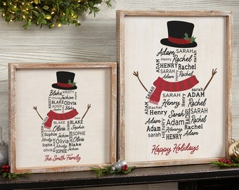 Snowman Repeating Name Personalized Frame Wall Art Snowman Repeating Name Personalized Frame Wall Art