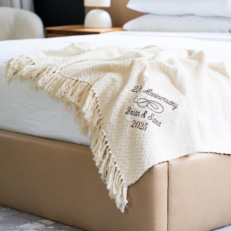 Custom Anniversary Throw Blanket – Personalized Cotton Afghan – Cozy ...