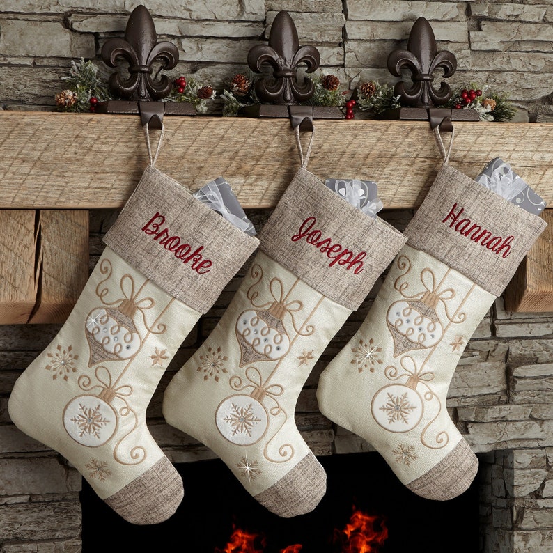 Elegant Charm Personalized Christmas Stocking, Custom Christmas Stockings, Christmas Home Decor, Personalized Holiday Stockings, Family Gift image 1